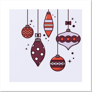 Colorful Christmas Ornaments Posters and Art